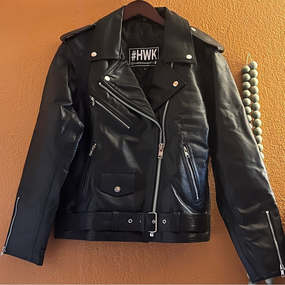 HWK Women's Black Leather Jacket